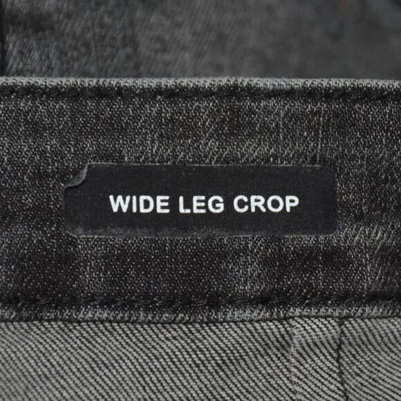 Judy Blue Size 20W Dark Wash Black Wide Leg Crop Raw Hem Jeans Stretch Denim - Picture 9 of 11